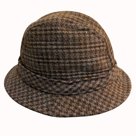 Country Gentleman Trilby Hat Brown Wool Houndstooth Tweed VTG England Grandpacor - Picture 3 of 13